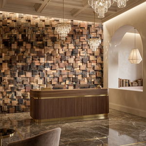 Panneaux de décoration murale décoratifs en <span class=keywords><strong>bois</strong></span> cannelé massif <span class=keywords><strong>Panneau</strong></span> mural à lamelles en <span class=keywords><strong>bois</strong></span> texturé en 3D <span class=keywords><strong>pour</strong></span> mur intérieur ou <span class=keywords><strong>extérieur</strong></span> Hôtel - Product Image 6