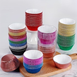 Aluminum Foil Cake Cups Round Oven Safe PE Coated Disposable Baking Molds For Cupcakes - Product Image 1