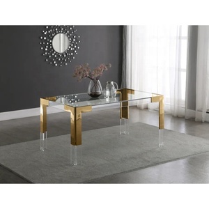 <span class=keywords><strong>Tavolo</strong></span> da pranzo rettangolare in acrilico trasparente personalizzato <span class=keywords><strong>tavolo</strong></span> da pranzo in <span class=keywords><strong>Plexiglass</strong></span> trasparente <span class=keywords><strong>tavolo</strong></span> in acrilico <span class=keywords><strong>con</strong></span> metallo dorato - Product Image 5