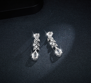Pendientes de Plata Pura con Moissanita en Forma de Pera, Suministros Elegantes para la Elaboración de Joyería - Product Image 3