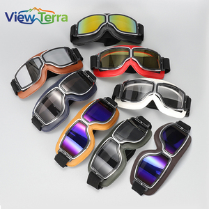 カスタムロゴ入り屋外用バイクゴーグル ハーレースタイル ヴィンテージヘルメットバイザー 防風防砂 MXゴーグル - Product Image 1