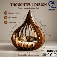 Lit pour chat portable en bois moderne avec housse amovible, maison de luxe pour animaux de compagnie, coussin moelleux, design nordique, mobilier d'intérieur pour chat, carton de rangement pour le sommeil