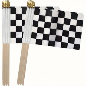 Bandera de Animación Pequeña y Miniatura Personalizable, Impermeable, de Poliéster, con Diseño a Cuadros en Blanco y Negro, Varios Estilos, para Carreras - Product Image 4