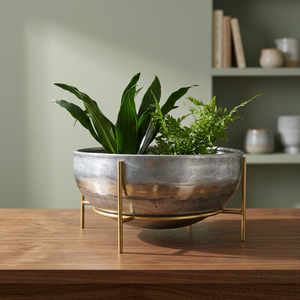 Modern Metal Planter with <b>Brass</b> Stand for Indoor Green <b>Plants</b> Minimalist Design Desktop Decor - Product Image 1