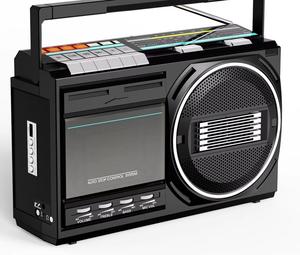 เครื่องเล่นเทปคาสเซ็ตแบบพกพาสไตล์เรโทร พร้อมวิทยุ AM FM ช่องเสียบ USB TF MP3 บลูทูธ บันทึกเสียง สำหรับบันทึกเสียงที่บ้าน สีดำ โลโก้สั่งทำได้ - Product Image 6