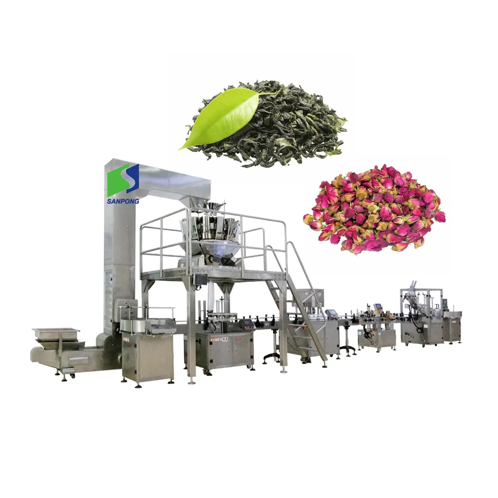 Fabrika fiyat özelleştirmek otomatik gül çiçek çayı bitkisel malzeme dolum ve dikiş hattı makinesi
