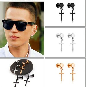 Boucles <span class=keywords><strong>d</strong></span>'oreilles pour hommes avec croix - Product Image 4