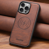Coque de téléphone SUTENI pour iPhone 18 Pro Max, chargement magnétique sans fil, texture litchi, effet givré, simili cuir, compatible 17 16 Plus 15 14 13