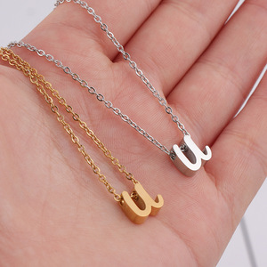 Collar con Letra Minúscula |   Collar con Inicial de Cuentas de Acero Inoxidable Chapado en Oro PVD de 18K para Mujer |   Hipoalergénico e Impermeable - Product Image 2