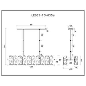 Modern Rectangle Chandelier 10 Heads Gold Body <b>LED</b> <b>Light</b> Source E27 Bulb Base Socket Power Supply - Product Image 5