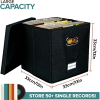 Boîtes de rangement pour disques en vinyle multi-usages durables Couvercle d'organisation en toile robuste pour plus de 50 disques vinyles Placards de rangement carrés pour le stockage