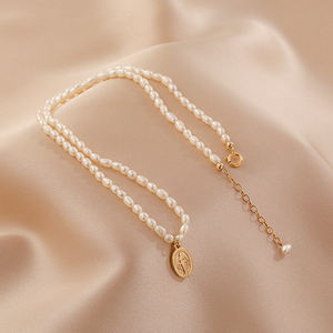 Collier pour femme en argent 925 vintage avec perle blanche ronde et pendentif simple pour fiançailles et mariage - Product Image 4