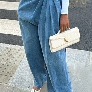 YLN8693 2026 Nuevos Jeans de Mezclilla de Cintura Alta y Corte Holgado para Mujer, Estilo Urbano, con Pierna Ancha y Caída - Product Image 5