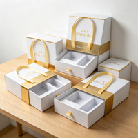 Boîte cadeau personnalisée blanche avec tiroir, insert en EVA gaufré à chaud or, ruban de luxe, ensemble de cosmétiques pour soins de la peau, boîte rigide en papier