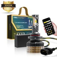 YOBIS Phare LED Super Lumineux 15000Lm 150W 3 Couleurs Lumière Contrôle APP Kit Focos Accessoires Auto Lumière LED Voiture H4 H7 H11