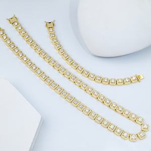 Collar de Cadena Cubana Hip Hop de Fábrica, Certificado Gra, con Moissanita de 11 mm de Ancho, Diseño Cuadrado Agrupado - Product Image 5