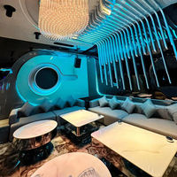Canapé de bar lounge moderne pour discothèque, VIP, noir, modulaire, banquette de salon d'hôtel, sièges LED, ensemble de bar KTV, acier inoxydable, pour salon