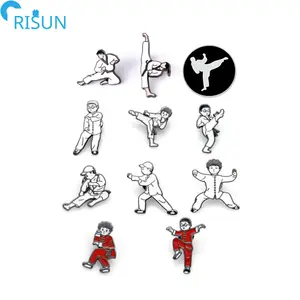 Manufacturer 3D Enamel Korean Boxing Judo Jiu Jitsu Martial Art Kungfu Lapel Pins Badges Brooches Custom Taekwondo Enamel Pin