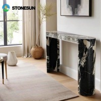 Table console en marbre naturel noir Napoléon personnalisée StoneSun, mobilier d'entrée moderne de luxe en marbre pour la maison ou l'hôtel