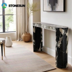 Stonesun tùy chỉnh Napoleon đen tự nhiên đá cẩm thạch giao diện điều khiển Bảng hiện đại sang trọng lối vào đồ nội thất bằng đá cẩm thạch cho nhà hoặc khách sạn - Product Image 6