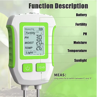 Testeur numérique LCD de sol TONY pour plantes d'intérieur, jardin, pelouse et ferme : Nutriments, EC, pH, Humidité, Température, Matière organique, Rétroéclairage