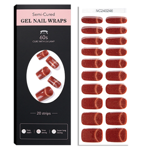 Bandes de <span class=keywords><strong>vernis</strong></span> gel semi-durcies pour <span class=keywords><strong>ongles</strong></span>, design œil de chat dynamique brillant, couleur unie, couverture complète, à polymériser sous lampe UV - Product Image 1