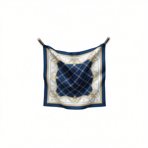 Foulard quadrato a quadretti con fiocco 70x70cm, accessorio moda da donna - Product Image 1