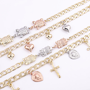 Yeni varış mükemmel katolik hediyeler Oro Laminado Pulsera baykuş kaplumbağa bilezikler 14K altın gül rodyum üç renkli haçlı bilezik - Product Image 2