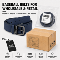 Ceinture réglable en cuir PU bleu marine avec boucle en alliage, personnalisable OEM/ODM avec logo, pour hommes et adolescents, idéale pour le baseball et le softball en extérieur
