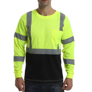 Giải trí ngoài trời khả năng <span class=keywords><strong>hi</strong></span>ển thị cao biểu tượng tùy chỉnh <span class=keywords><strong>Hi</strong></span> <span class=keywords><strong>VIS</strong></span> phản chiếu màu xanh lá cây màu đen xây dựng T-shirt dài tay áo an toàn làm việc T-Shirt - Product Image 3