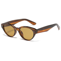 F53B01 Lunettes de soleil rétro petit cadre beige Ovale Vintage oeil de chat Rivet femmes Nuances personnalisées Lunettes de soleil