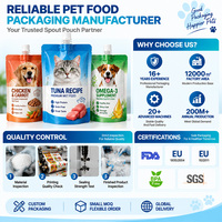 Sachets personnalisés imprimés pour aliments humides pour chiens, sachets à bec verseur pour animaux, friandises à lécher pour chats, suppléments pour animaux, oméga 3, avec bouchon à vis, sans BPA, sacs en plastique OEM