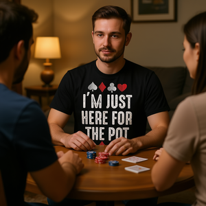 T-shirt I'm Just Here For The Pot Poker, camicia casual da uomo nera - Product Image 3