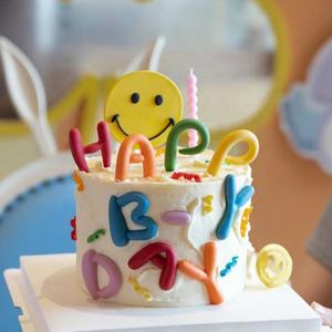 Pegamento suave Kidsren's Colorful Letter Ornaments Plug-In Decoraciones para pasteles de cumpleaños Happyday Suministros para hornear - Product Image 2