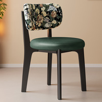Silla de comedor nórdica de madera maciza, tapicería de cuero, diseño minimalista de lujo ligero de mediados de siglo, muebles multifuncionales para el hogar y el bar