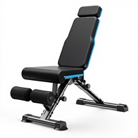 Banc de musculation réglable MERACH 1000 LBS, pliable rapidement, structure en acier allié, banc d'entraînement pour la maison avec support de tête étendu