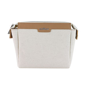 Trousse de maquillage en toile de coton avec fermeture éclair et poignée Trousse de toilette de voyage pour le rangement - Product Image 1