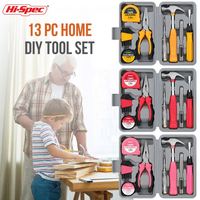Kit d'outils manuels de base 14 pièces pour la maison et le bureau, petite boîte à outils compacte en acier au carbone pour les réparations domestiques, OEM