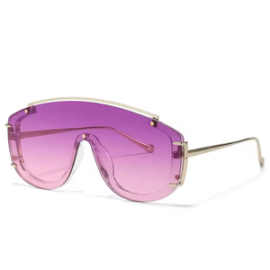Gafas de Sol de Moda con Lentes de PC de una Sola Pieza, Degradado, Unisex, Metálicas, Modernas, de Gran Tamaño - Product Image 6