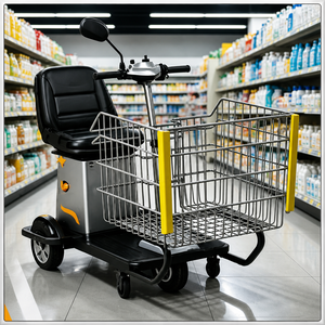 Carrito de Compras con Asiento, Motor sin Escobillas de 500w, Capacidad de Carga de 150 kg, Alcance de 30 km, Llantas Sólidas de 9 Pulgadas para Supermercado, Dw-sco08 - Product Image 1
