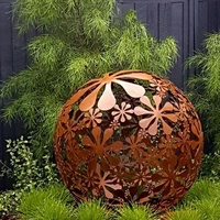 Globe décoratif foyer jardin arrière-cour brûleur à bois Design personnalisé extérieur Corten acier sphère de feu