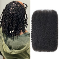 ANNA 50g Cheveux Humains 100% Remy Pré-étirés Afro Kinky en Vrac pour Tresses, Locs et Extensions Couleur Naturelle