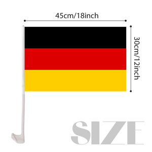Drapeau de <span class=keywords><strong>voiture</strong></span> allemand promotionnel de taille personnalisée 12x18 drapeau de fenêtre de <span class=keywords><strong>voiture</strong></span> en polyester personnalisé avec tige en plastique - Product Image 2
