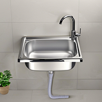 Évier mural triangulaire en acier inoxydable de 1,0-1,2 mm d'épaisseur pour cuisine, salle de bain ou bar, avec robinet en laiton