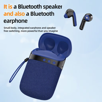 Speaker dengan Earphone TWS, Earphone Olahraga Tahan Lama, Earphone Bluetooth In-Ear, Speaker Bluetooth Stereo 2-in-1