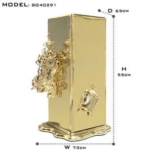 Caja Fuerte de Lujo Inspirada en el Surrealismo para Guardar Dinero y Joyas, con Enrolladores de Relojes y Compartimentos Secretos, en Latón Chapado en Oro - Product Image 5