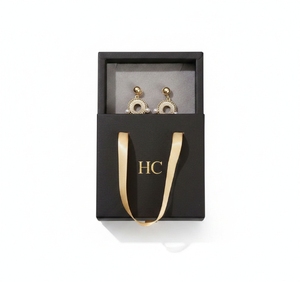 Luxury Gold Stamping Jewelry Drawer Box Sliding Sleeve Case Exquisite Ribbon Tab Earring Packaging Box Branded Manufacturer OEM - Product Image 3