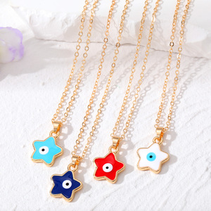 Collier <span class=keywords><strong>pentagramme</strong></span> de conception chaude FashionJewelry collier oeil <span class=keywords><strong>du</strong></span> <span class=keywords><strong>diable</strong></span> colliers oeil bleu turc émail multicolore - Product Image 1