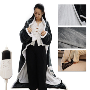 Flannel Heating Sherpa Wearable <strong>Hoodie</strong> Blanket Fleece Washable Therapy Electric Heating Adjustable Thermostat Overheat - Product Image 2