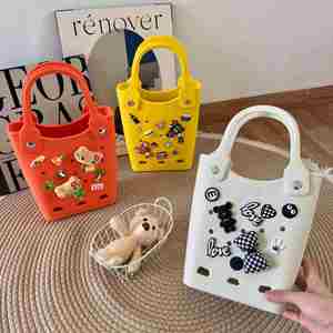 Outdoor Travel <b>Beach</b> Bags Simple Plain Color Handbags Waterproof EVA Holes Bag - Product Image 3